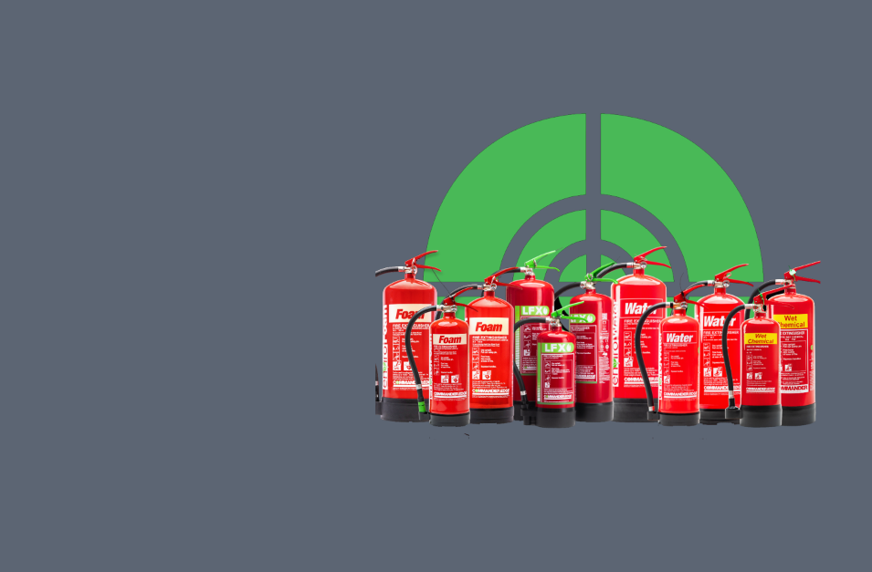 Beacon Fire Protection engineer servicing a fire extinguisher