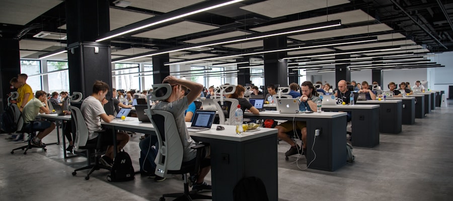Fire door with intumescent strips and overhead closer in a Cumbria commercial building