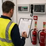Care home manager reviewing a fire risk assessment ahead of an open week in Cumbria